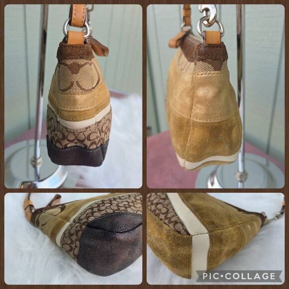 Coach Y2K Demi Striped Leather, Suede and Canvas Signature C Shoulder Bag - Picture 6 of 10